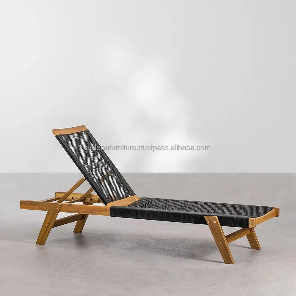 Sunbed Chair Beach Massage Lounge Chair Komfort stuhl aus Holz mit Seil gurtband Hotel Entspannende Einrichtungen