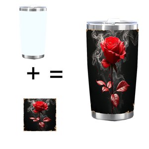 Gobelet isotherme en acier inoxydable 20 oz à double paroi avec motif rose - Product Image 1