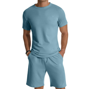 Survêtement d'été respirant de haute qualité, vêtements décontractés et confortables à manches courtes, 100% coton, pour hommes - Product Image 1