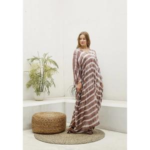 Caftán Tie Dye para Mujer, Largo hasta el Suelo, Ecológico, Lavable, Cintura Natural, Corte Holgado, Cuello en V, Túnica de Playa, Estilo Bohemio para Resort - Product Image 3