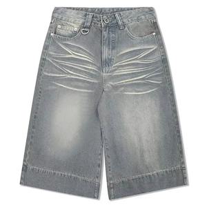 Pantalones Cortos Vaqueros Casuales de Diseño Unisex Vintage, Estilo Urbano, con Bolsillos Holgados, Lavados, con Parches Bordados - Product Image 1