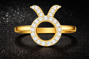 Anillo del Signo Zodiacal Tauro con Diamantes de Oro CZ, Joyería con Piedra de Nacimiento de Abril/Mayo, Regalo de Astrología para Ella - Product Image 4