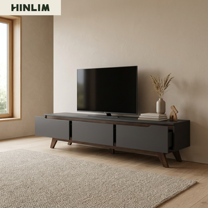 Modern Durable <b>Mini</b> <b>TV</b> Stand 1.8m Laminated Board Walnut Black Modern Classic Design Storage Cabinet Living Room Furniture Fits - Product Image 3
