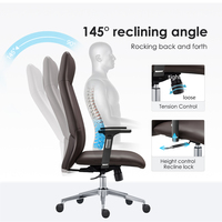 Chaise de direction de luxe, chaise de bureau ergonomique en cuir à dossier haut avec accoudoirs 3D réglables.