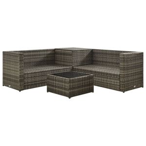 Set da salotto in 4 pezzi con Patio grigio in Rattan con comodi cuscini per intrattenere il giardino - Product Image 2