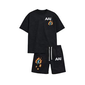 Ensemble T-shirt et short en coton surdimensionné pour homme, vente en gros, streetwear décontracté d'été, fabricant OEM ODM - Product Image 4