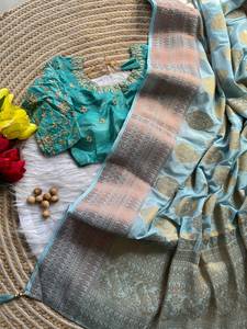 Banarasi Silk <b>Saree</b> with <b>Blouse</b> Piece Traditional Ethnic Wear <b>Saree</b> Party Wear Wedding <b>Saree</b> - Product Image 5