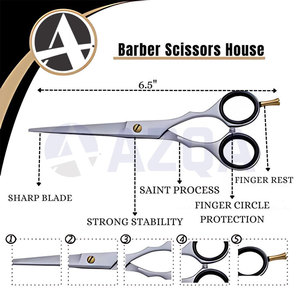 Juego de tijeras de peluquería de acero inoxidable y navaja de afeitar con estuche de cuero PU, kit profesional para salón - Product Image 2