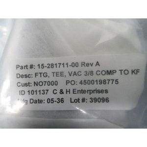 ข้อต่อ Novellus 15-281711-00 แบบสามทาง, Vac 3/8 Comp - อุปกรณ์และอะไหล่เซมิคอนดักเตอร์ระดับโลกที่เชื่อถือได้ - Product Image 4