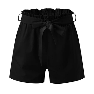 Shorts en satin respirant à taille haute avec imprimé et cordon de serrage à nœud papillon, coupe décontractée pour femmes - Product Image 5