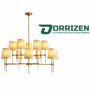 Lámpara Colgante LED Moderna con Pantalla de Tela Dorada y Hierro, Personalizable, Luz Blanca Cálida, Iluminación de Lujo para Comedor, Restaurante o Sala - Product Image 6