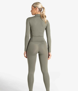 Customized Wholesale Logo Women Yoga Cotton Zipper Hoodie <b>Jacket</b> Long Sleeve Thumb Hole Slim Fit <b>Workout</b> Coats - Product Image 6