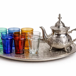 Moroccan <b>Tea</b> Set 6 glasses one tray one teapot in <b>gift</b> box - Product Image 1