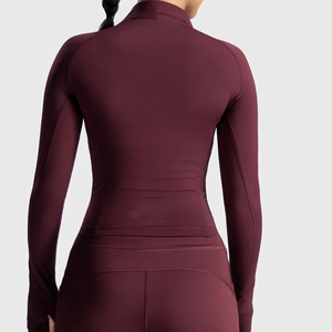 Veste de sport pour femme à séchage rapide, extensible dans quatre directions, respectueuse de l'environnement, protection solaire, doublure en spandex/polyester, coupe ajustée pour le yoga - Product Image 2