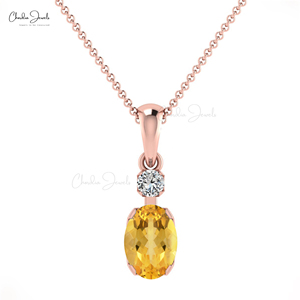 Colgante de Citrino Natural en Oro Sólido de 14k con Halo de Diamantes, Joyería de Piedras Preciosas para Uso Diario, Regalo, Proveedor Mayorista - Product Image 2