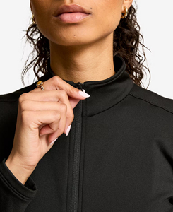 High Quality Women Black Full Zip Mock Neck <b>Workout</b> <b>Jacket</b> Sweat-Wicking Activewear Regular Fit Long Sleeve Solid Color Yoga Top - Product Image 5