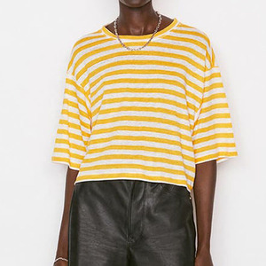 T-shirts courts pour femmes à épaules tombantes avec rayures contrastées – Commandes en gros, faible MOQ – Vêtements d'été, hauts courts - Product Image 6