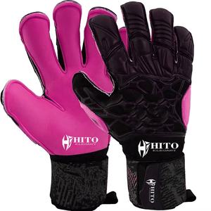 ถุงมือผู้รักษาประตูแบบมืออาชีพ Super Soft Grip  แบบไฮบริด  ยางหลังมือแบบฉีด  หุ้มนิ้วและนิ้วโป้งด้วยยาง  แบบ T-Tab  โลโก้สั่งทำได้ - Product Image 1