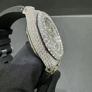 Montre mécanique de luxe pour homme avec diamants Moissanite VVS, bracelet en caoutchouc, résistante à l'eau, aiguilles en cristal, pour affaires et sport - Product Image 2