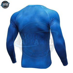 Camisetas de compresión de manga larga de secado rápido para hombre al por mayor de fábrica, Rash Guard, ropa deportiva para BJJ MMA con costuras satinadas - Product Image 2