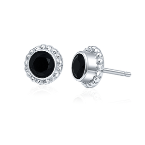 Pendientes Románticos de Ónix Negro Natural con Engaste de Bisel, Plata de Ley Chapada en Rodio, Regalo para Compromiso, Boda o Aniversario - Product Image 3