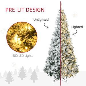 7.5 ft Tall Pre-Lit Artificial Christmas Tree with 1188 Snow Flocked <b>Branches</b> 500 Warm White LED <b>Lights</b> Auto Op Holiday Decor - Product Image 6