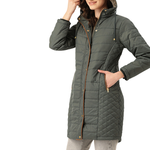 Abrigo largo de plumón para mujer con capucha, color liso, chaqueta acolchada, ropa de abrigo de invierno, gruesa, cálida, informal, a la moda, abrigo largo acolchado. - Product Image 1