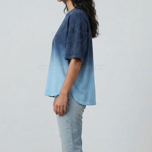 Camiseta de algodón teñida con efecto desgastado para mujer, corte holgado, informal, para uso diario, estilo oversized. - Product Image 5