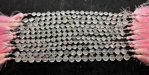 Perles de pierres précieuses en quartz rose naturel facettées en forme de pièce de monnaie, 8 à 9 mm, perles de quartz rose pour la fabrication de bijoux, collier, bracelet, en vrac - Product Image 4