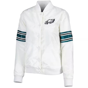 Philadelphia <b>White</b> Satin Varsity <b>Jacket</b> - Product Image 2