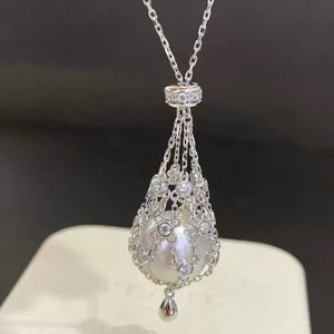 Collier de perles d'eau douce Edison, style féminin polyvalent, avec pendentif en perle de route, bijoux en gros - Product Image 4