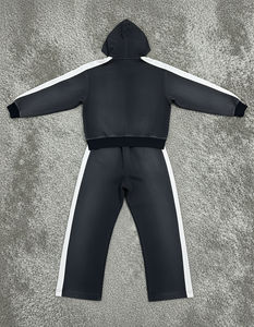 Chándales de invierno con capucha para hombre de alta calidad, estampados, con logo personalizado, 100% algodón, forro polar, lavado ácido, estilo urbano, holgados - Product Image 2