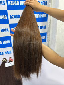 Extensiones de Cabello Humano Virgen Remy de Vietnam, Lisas y Sedosas, Finas en la Parte Superior y Gruesas en la Parte Inferior, Color Marrón, Doble Trama a Máquina, 100% Remy - Product Image 4