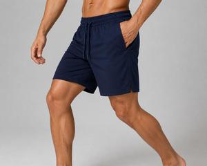 Men's Navy 100% Polyester Knitted Mid Waist Drawstring Color Block Breathable Windproof <b>Waterproof</b> Quick Dry Eco-Friendly <b>Shorts</b> - Product Image 6