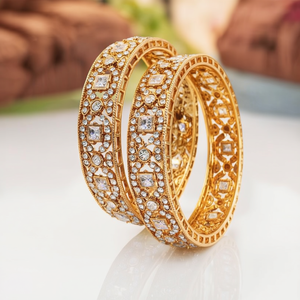Jewelemarket 2.4\" Gold Plated Crystal Stone <b>Bangles</b> Set 10575601WH_2.4 Luxurious Crystal <b>Bracelets</b> & <b>Bangles</b> - Product Image 3