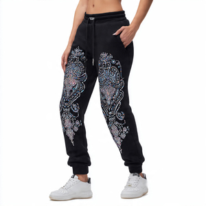 Women Rhinestone Track Sweat Pants Women High <b>Drawstring</b> Waist Jogger Rhinestone Sweatpants Ladies winter Rhinestone <b>Trouser</b> - Product Image 5