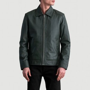 Chaqueta de Cuero Genuino de Piel de Vaca con Patrón a Cuadros, Chaqueta de Cuero con Grabado de Pitón, Chaqueta de Cuero Impermeable y Anti-UV - Product Image 6