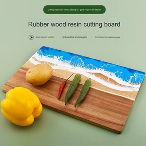 Planche à découper en bois rectangulaire avec incrustation de résine étoiles colorées, antidérapante, compatible lave-vaisselle – Offre Spéciale - Product Image 2