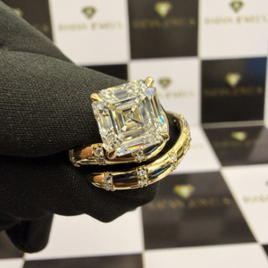 Bague de fiançailles haut de gamme en or 18 carats avec diamant de laboratoire CVD taille coussin 2 carats certifié IGI, qualité Ascher, de notre usine de bijoux - Product Image 1