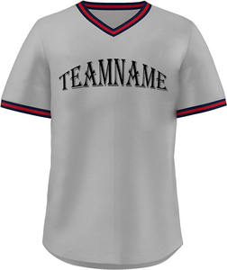 Custom <b>Maroon</b> V-Neck Baseball Jersey Unisex Short Sleeve Screen Printed Team Name Front Breathable Adult Apparel - Product Image 2