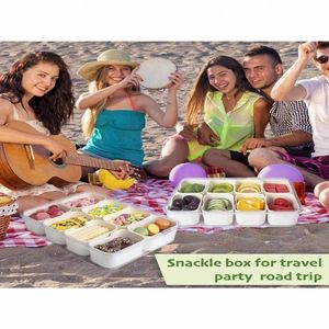 Vassoio da portata con coperchio e organizer per snack diviso, per adulti, per frutta/verdura/caramelle, contenitore per alimenti di qualità - Product Image 4