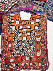 Indian Vintage Banjara Front Dressing Neck Yoke Patch Handmade <b>Mirror</b> Work Embroidery on Cotton for Embellishing Clothing - Product Image 3