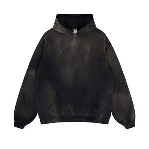 Sweat-shirt à capuche unisexe vert surdimensionné tie-dye dégradé, style streetwear, avec poche kangourou - Product Image 6