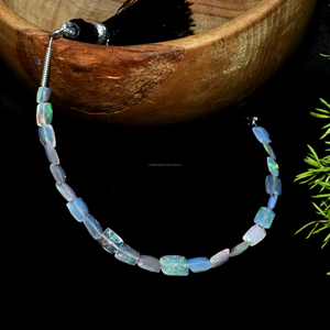Cuentas de piedras preciosas de ópalo etíope de fuego múltiple Natural, 4 pulgadas, 4x3 a 6x4 MM, hebra facetada, piedra con forma de rectángulo para hacer joyas - Product Image 2
