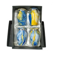 Urne funéraire miniature bleu océan, nouvelle finition, pour cendres humaines, lot de 4 pièces, en aluminium, style américain, couleur personnalisée