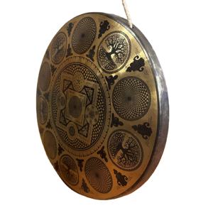 Gong tibétain traditionnel sculpté thème bouddhiste pour Yoga méditation et guérison plaine décoration métal artisanat - Product Image 2