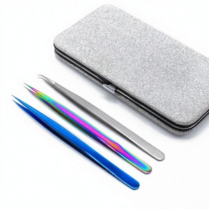 BEAUTY CONCEPT INTERNATIONAL Juego de Pinzas para Extensión de Pestañas de Acero Inoxidable Duraderas, Pinzas de Precisión Fáciles de Agarrar, Personalizables - Product Image 1