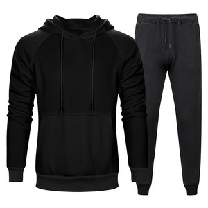 Conjunto Deportivo con Capucha para Hombre, Color Negro, Manga Larga, Pantalones Deportivos con Cordón, Sudadera, Ropa de Otoño - Product Image 1