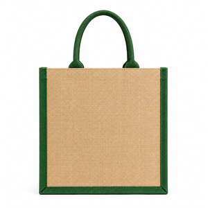 ถุงช้อปปิ้งปอกระเจาสีเขียวขนาดกลางพร้อมหูหิ้วสำหรับใส่ของชำ - Product Image 3