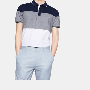 Polo de Hombre en Tejido Transpirable, con Bloques de Color, de Punto, Manga Corta, Corte Regular, Diseño con Botones, Azul Marino, Gris, Blanco - Product Image 2